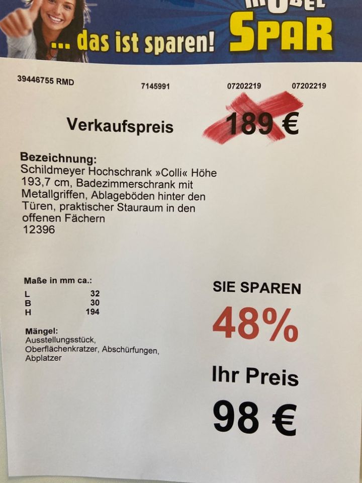Badezimmerschrank, Hochschrank statt 189€ in Leipzig
