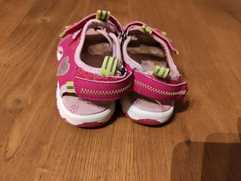 Sandalen 28 pink Herz-Motiv rosa pink Glitzer Trekking Klettversc in Burgberg