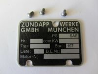 Zündapp Motortypschild 197... mit 3 Nieten Kr. Dachau - Dachau Vorschau