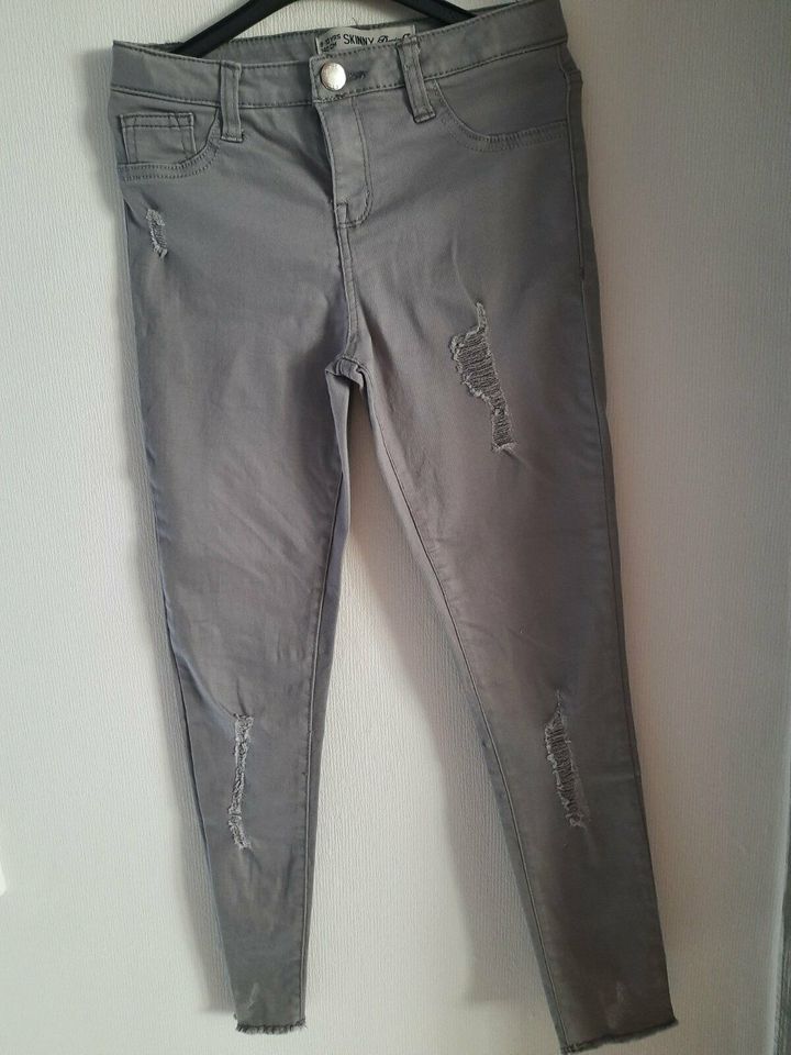 Mädchen Jeans Hose, Skinny, verstellbarer Bund, grau, Gr.140 in Nieheim