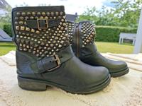 Biker Boots schwarz Leder Hessen - Lollar Vorschau