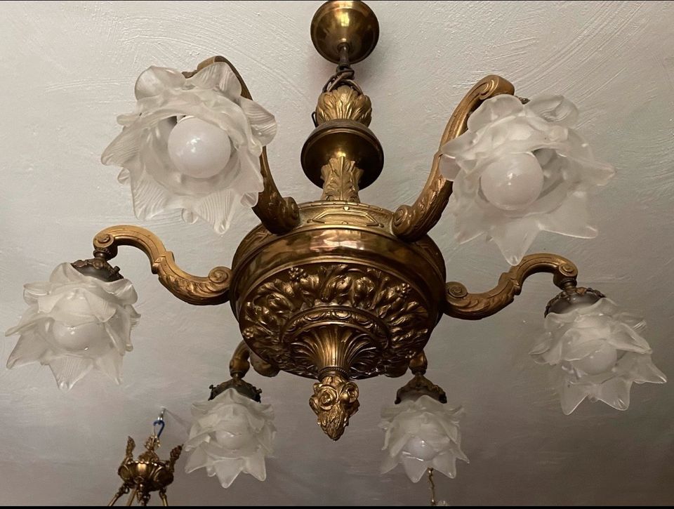Antik Jugenstil Deckenlampe Kronleuchter Art Déco Deco Lampe in Hagen