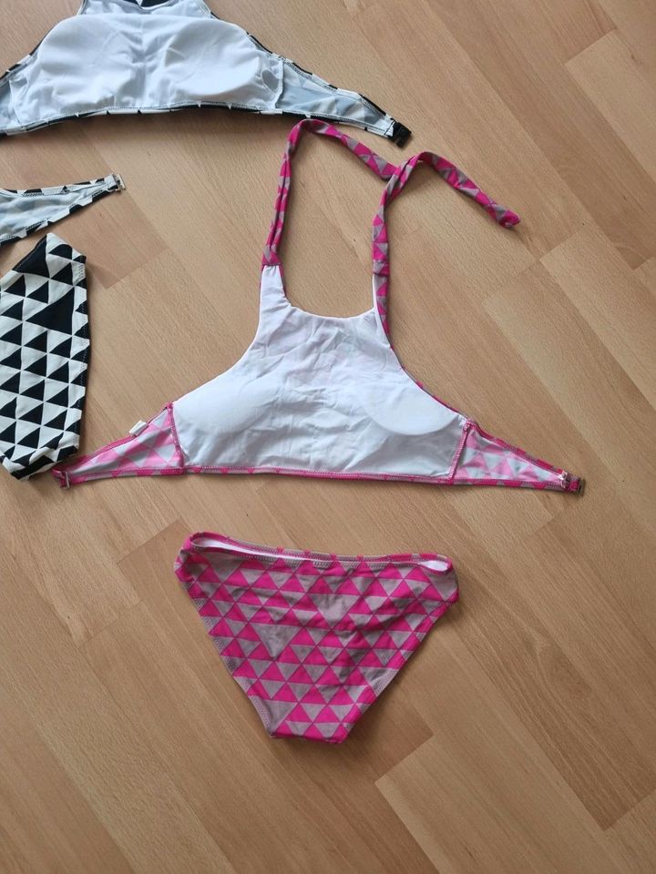 Neckholder Bikini Set L 38 40 weiß schwarz pink lila in Gera