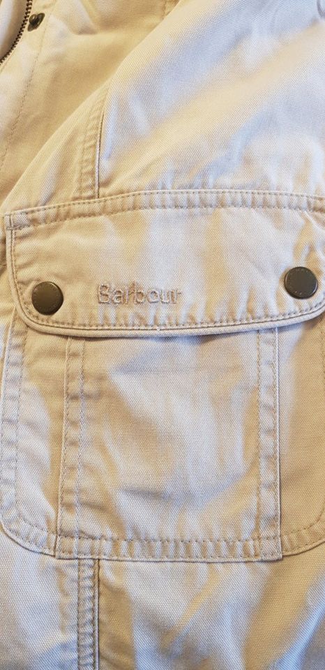 Barbour Jacke beige Baumwolle 36 Stehkragen in Essen