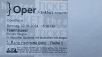 Oper Frankfurt 2.6. 15.30h TANNHÄUSER Wagner AUSVERKAUFT Frankfurt am Main - Altstadt Vorschau