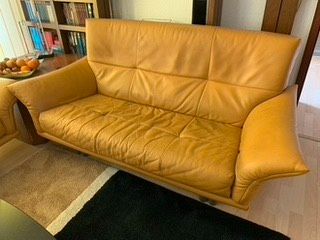 Rolf Benz Couch, 2-Sitzer und 3-Sitzer, echt Leder, gelb in Meckesheim