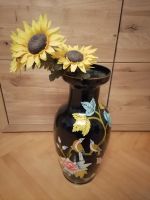 Vase Bodenvase schwarz mit Blumen Vögel Motiv 45 cm Baden-Württemberg - Bopfingen Vorschau