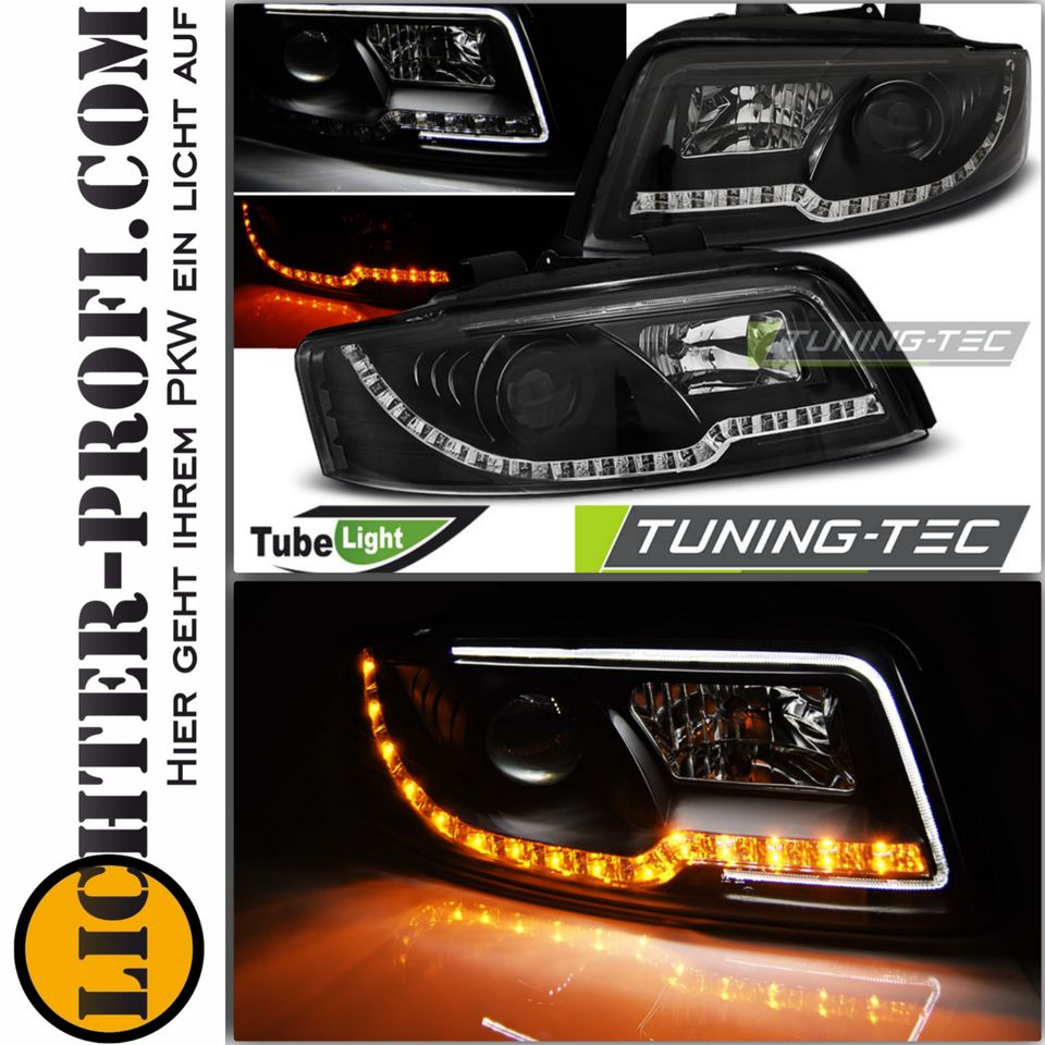 Led TFL Opt. TubeLight Scheinwerfer schwarz für Audi A4 BJ 00-04 in Hessen  - Calden, Tuning & Styling Anzeigen