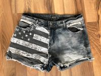 Schwarz-graue Jeans-Shorts mit USA-Flagge Nordrhein-Westfalen - Radevormwald Vorschau