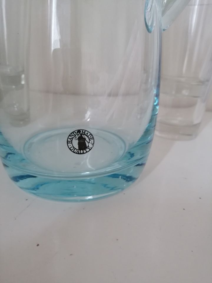 Karaffe Glaskanne Glas blau Kanne Vase handmade ombre in Köln