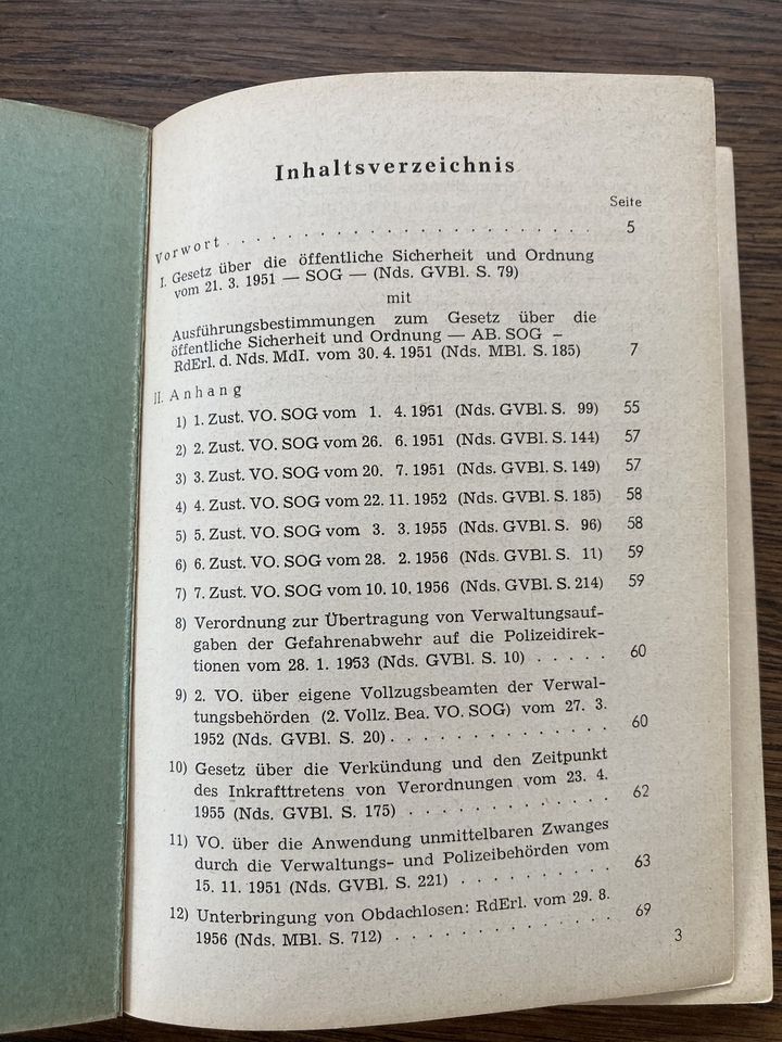 Gesetz über die öffentliche Sicherheit und Ordnung SOG von 1951 in Cuxhaven