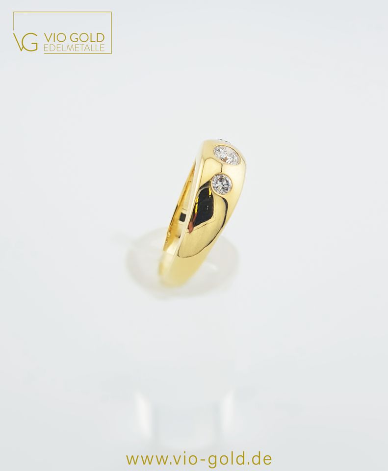 funkelnder Goldring mit 3 Diamanten ca. 0,64 Ct. aus 14 Kt. 585er Gold | Damen - Vio Gold G1295 in Regensburg