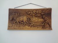Schnitzerei Holzbild Relief Pferdewagen mit Bauer 85 x 50 cm mass Bayern - Inning am Ammersee Vorschau
