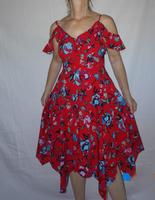 Kleid rot mit Blumen, sommerlich, weiter Rock Gr. 34/S Bayern - Hammelburg Vorschau