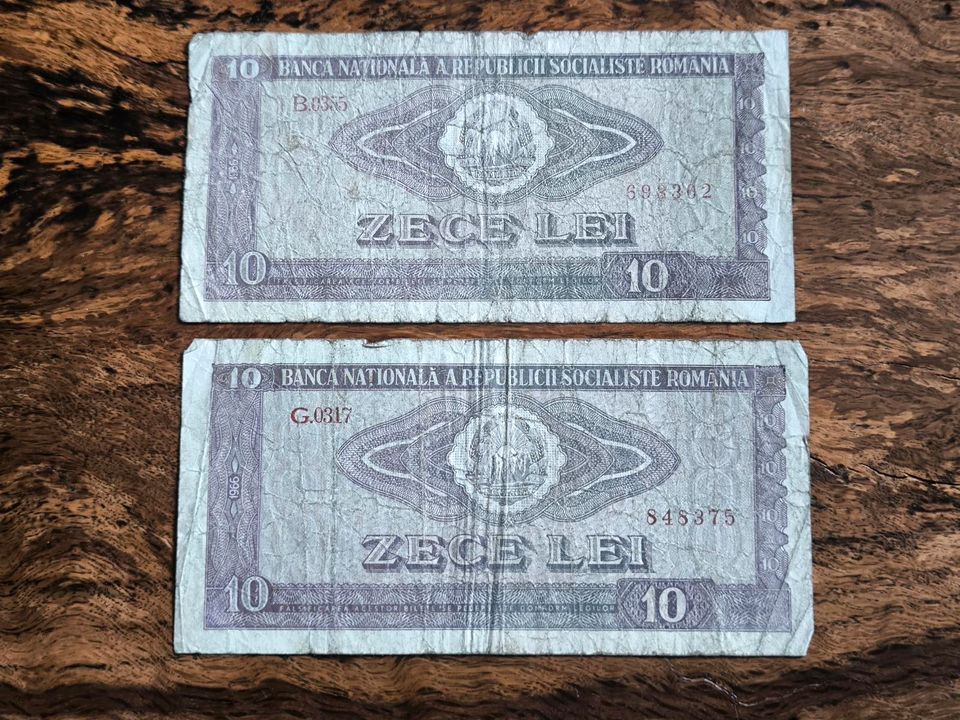 Banknote Geldschein Rumänien 2 x 10 lei 1966 - gebraucht in Schmelz