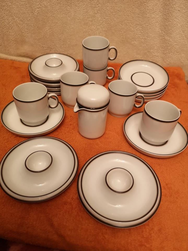 KAFFEESERVICE THOMAS SCANDIC SHADOW weiß Rand braun 6 Personen in Delmenhorst