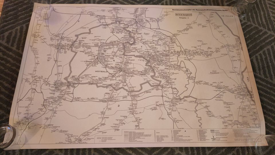 1983 Betriebsstreckenplan Rbd Berlin D+B, Gleisplan, Streckenband in Bernau