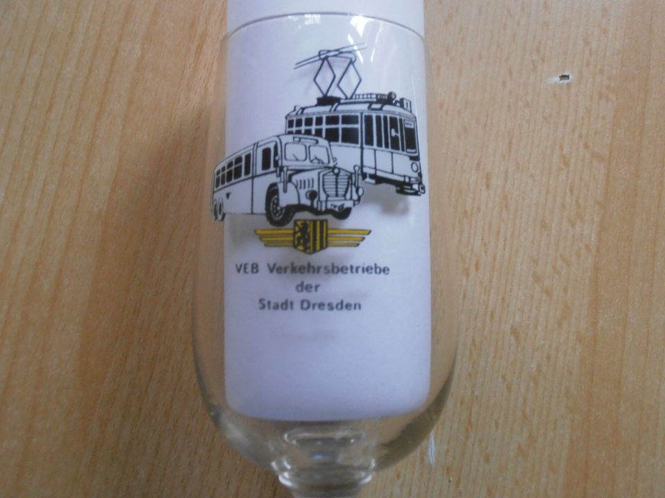 DDR Bierglas "VEB Verkehrsbetriebe der Stadt Dresden" DVB in Dresden