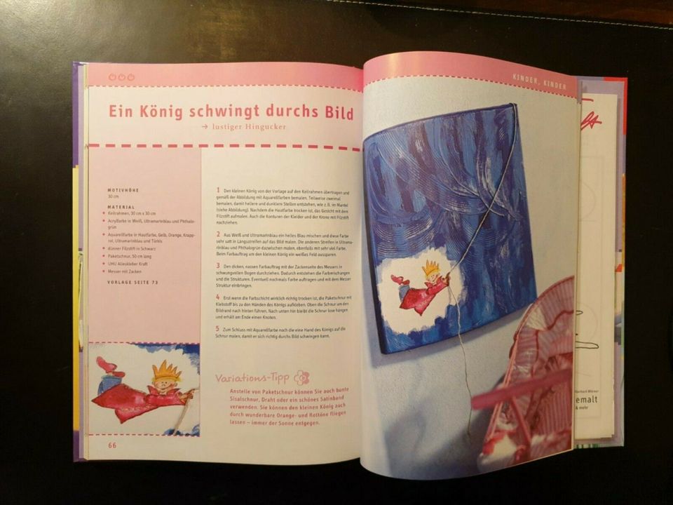 Keilrahmen - kreativ bemalt - Buch Acryl Strukturpaste Serviette in Itzstedt