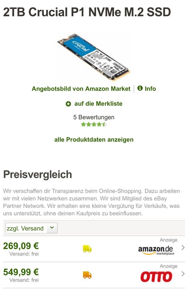 Neu  crucial NVMe M2 SSD P1, 2TB Datenübertragungssoftware in Wuppertal