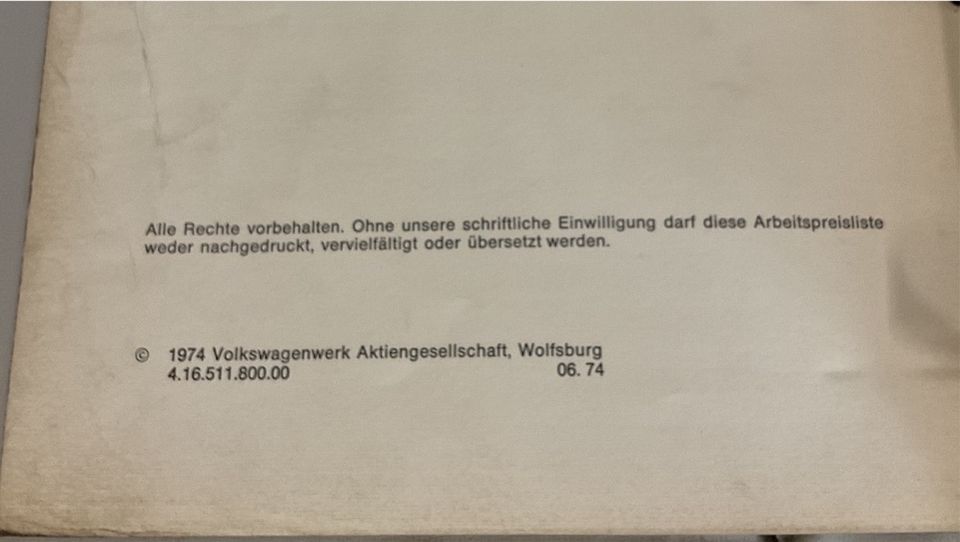 VW Golf 1 Arbeitspreisliste VW Instandhaltung Ordner 79VB* in Brombachtal