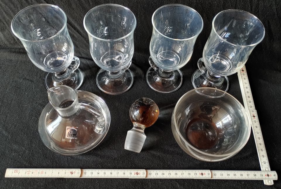 Grog-Set, 4 Gläser, Rumkanne mit Stopfen, Zuckerschüssel in Nobitz