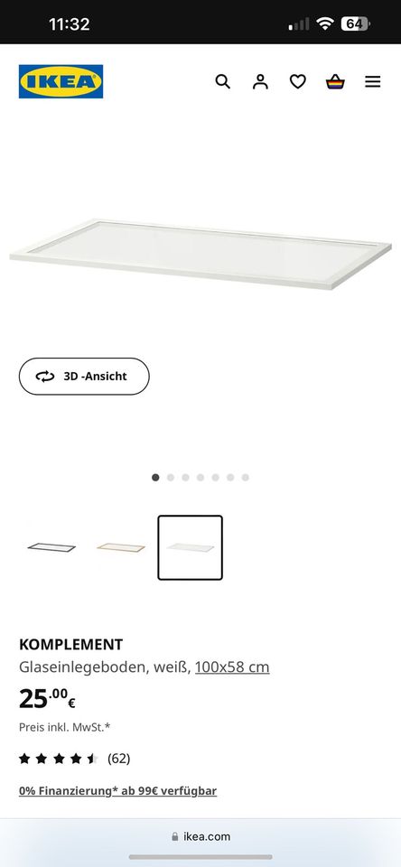 IKEA PAX Schrank Komplement Glaseinlegeboden in Bielefeld
