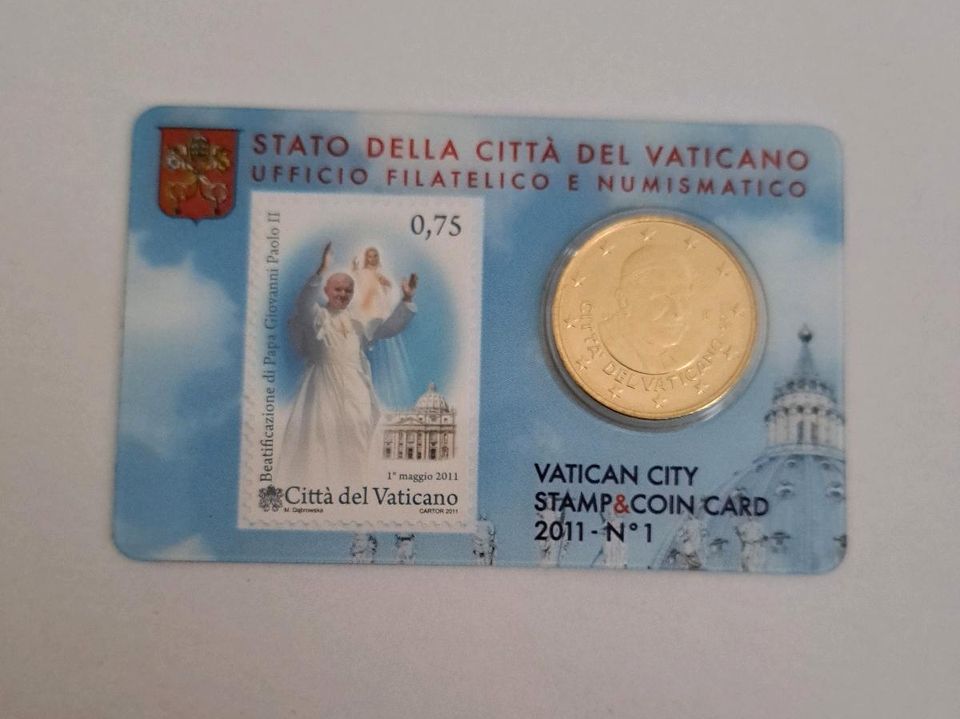 50 Cent münze +Briefmarke vom Vatikan 2011 in Husum