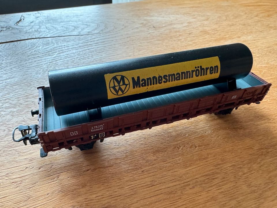 ‼️ Märklin H0 - 4616 Niederbordwagen Mannesmann Röhren aus 3/1957 in Eigeltingen