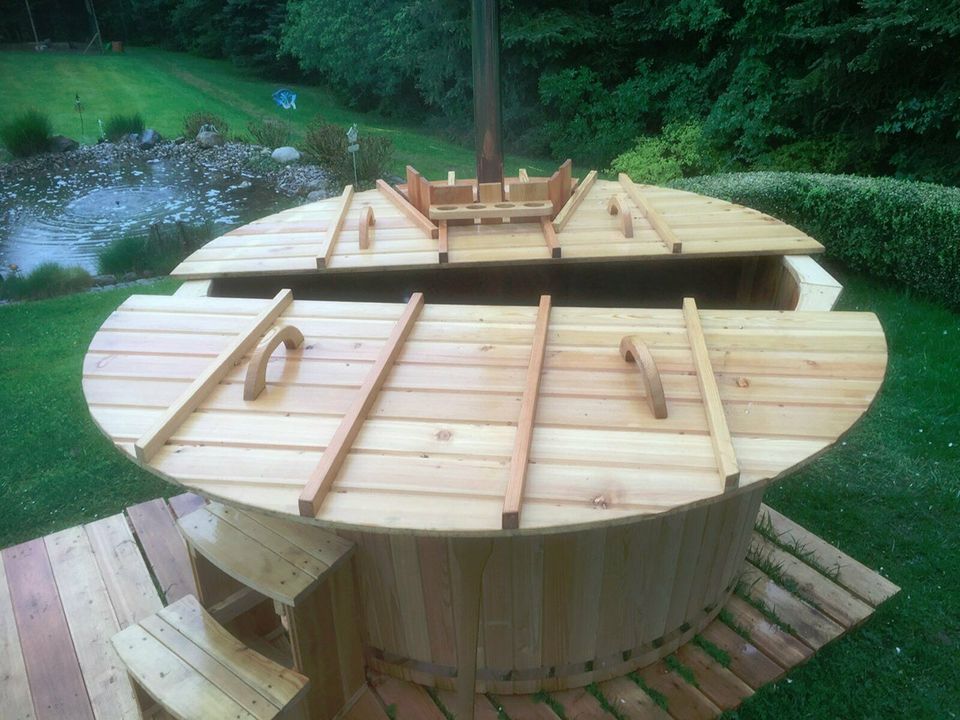 Holz Pool Badewanne 200 cm Edelstahl Ofen Hottub Badefass NEU in Hüllhorst