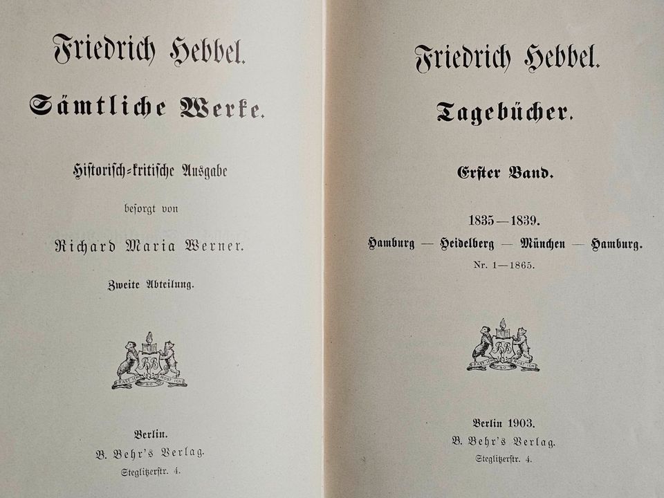 Friedrich Hebbel Sämtliche Werke Tagebücher Ausgabe 1903 in Dresden
