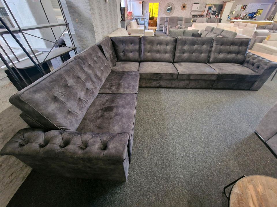 Sofa XXL- Wohnlandschaft Couch L-Form grau mit Schlaffunktion Bettkasten Möbel Wurm wohnen WIR LIEFERN DEUTSCHLANDWEIT in Osnabrück