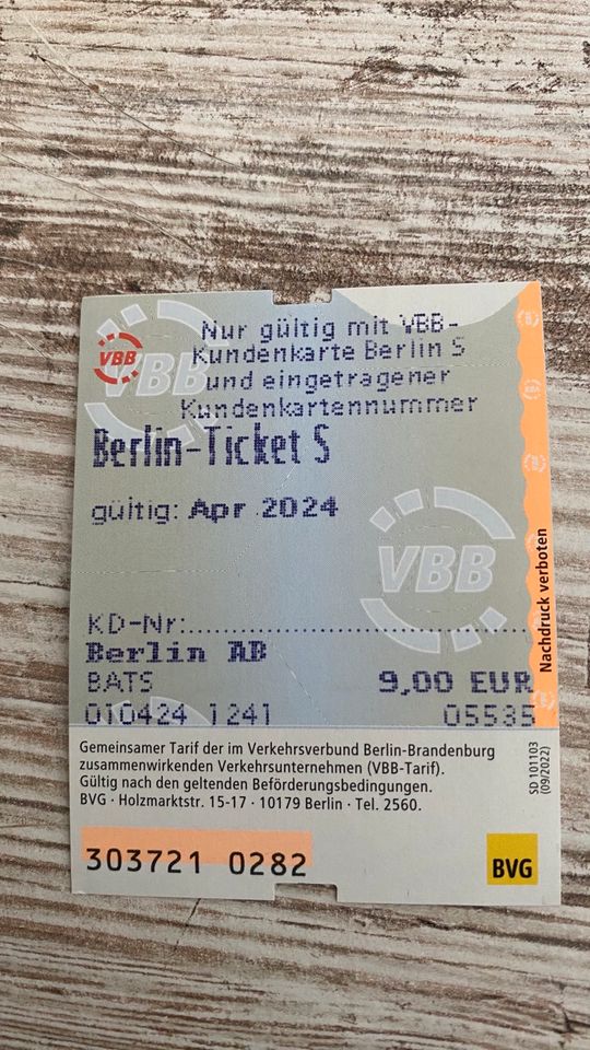 Berlin Tickets Karte in Berlin
