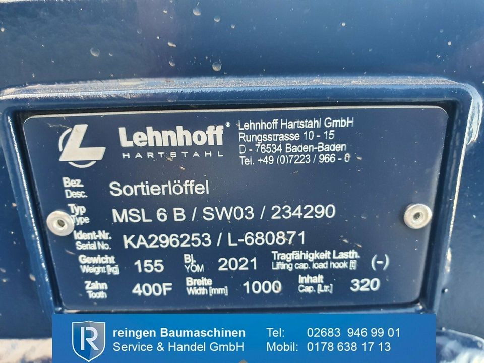 Lehnhoff Sieblöffel MSL 6B / SW03/ 234290 -neu-. in Buchholz (Westerwald)