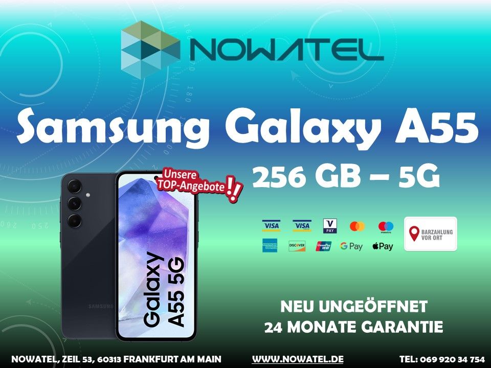 ✅ SAMSUNG GALAXY A55 5G 256GB NEU UNGEÖFFNET BLACK NUR 349 € ✅ in Frankfurt am Main