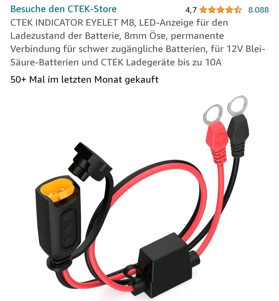 CTEK Indicator Ringösen-Adapter+Ladestandsanzeige-KFZ Ladegerät in Waiblingen