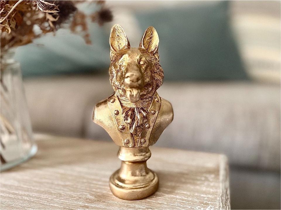Dekofigur Schäferhund gold Büste Hundefigur Deko Hundedeko in Duisburg
