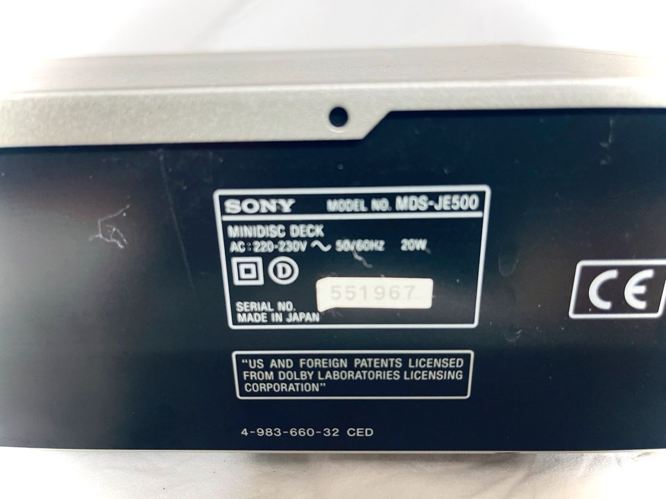 Sony MDS-JE 500  Minidisc Recorder / Player mit Fernbedienung in Köln