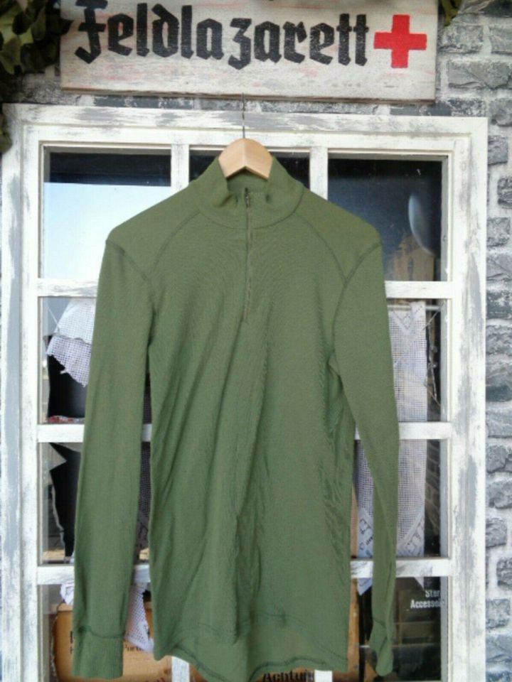 Orig.NL Armee Langarmshirt Zip ODLO Basic grün Winter MED NEU in Herzogenrath