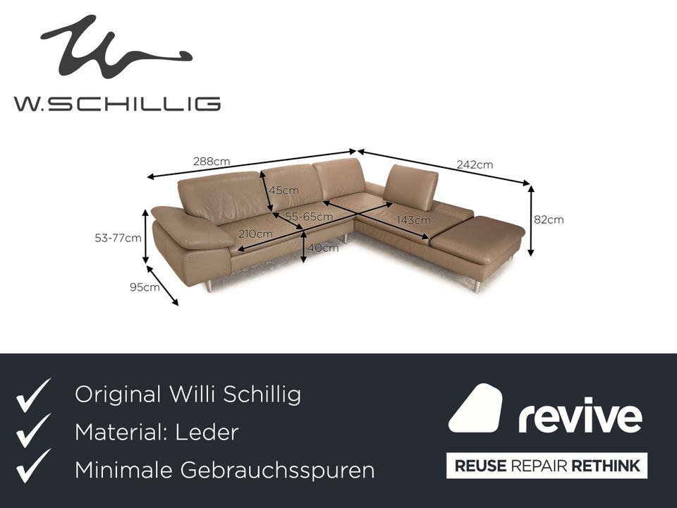 Willi Schillig Loop Leder Ecksofa Grau Taupe Sofa Couch in Köln