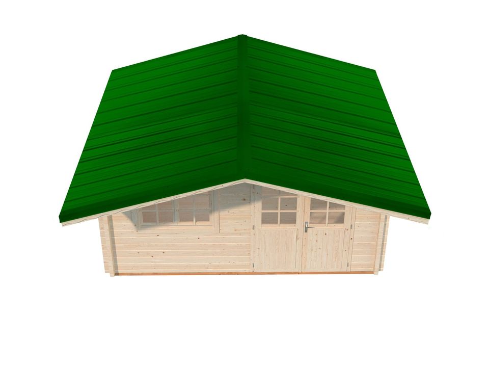 AKTION Gartenhaus Iris 11,1 m² 410 x 320 cm Gerätehaus Geräteschuppen Holzhaus Schuppen Gartenlaube Gartenschuppen Gartenhäuser Gerätehäuser Holzhäuser Satteldach Holzschuppen Carport Trapezblech in Birstein