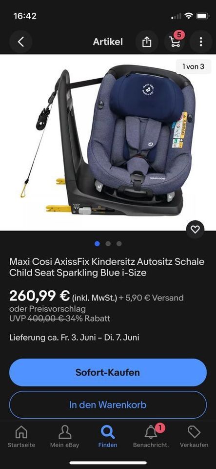 Maxi Cosi Axissfix  in blau in Mosbach