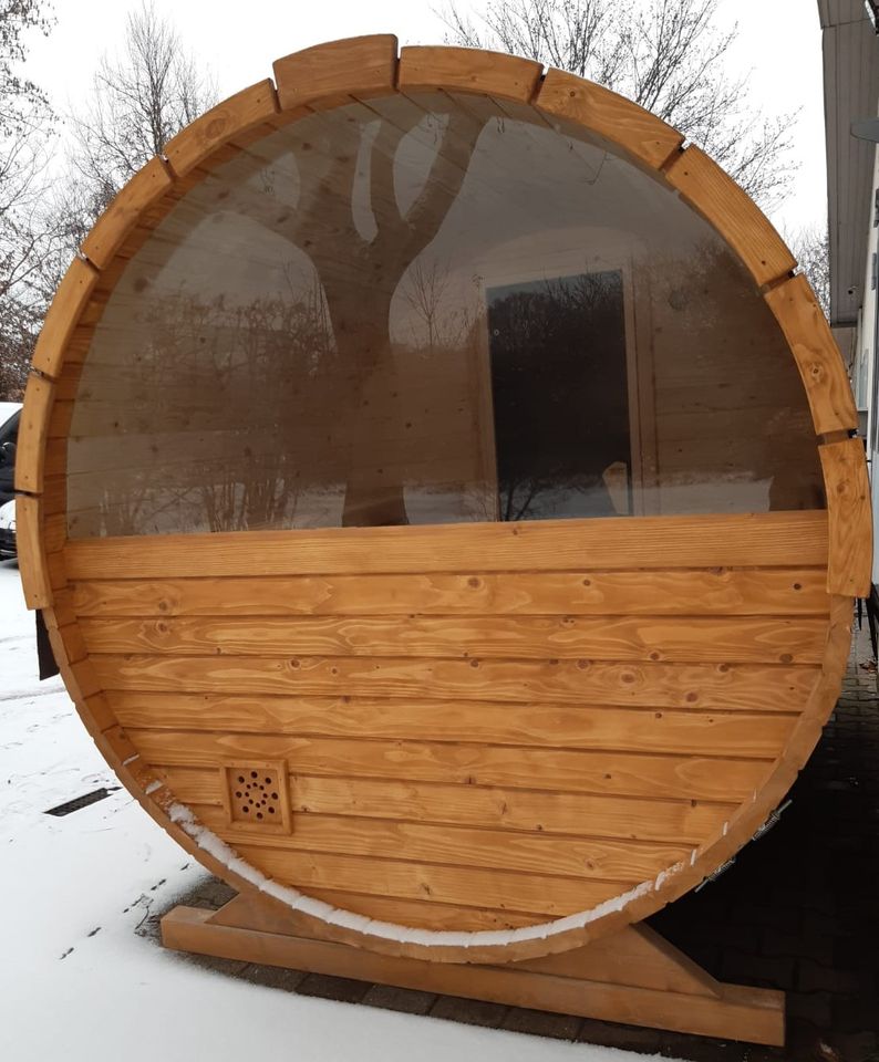 Sauna Deluxe 3,4m, Premium Fasssauna mit Panorama Glas, AUF LAGER in Heilbronn