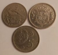 Spanien 5Pesetas Münzen 1957, 1975, 1980 Nordrhein-Westfalen - Hamm Vorschau