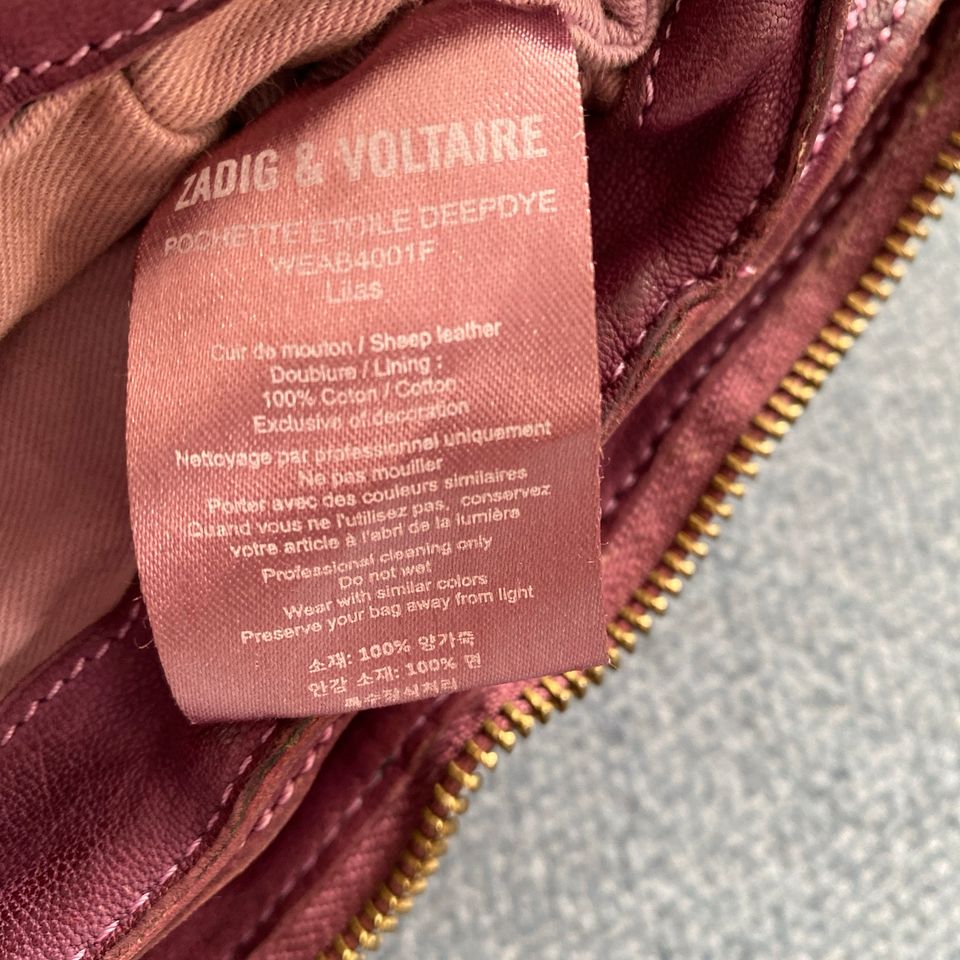 Zadig & Voltaire Clutch Beutel Pochette Etoile Deepdye Lilas in Allersberg