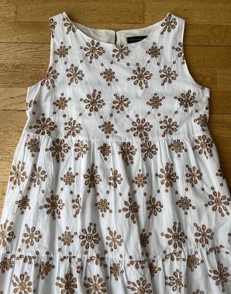weißes Kleid mit hellbrauner Stickerei, neu, gefüttert, EHG in München