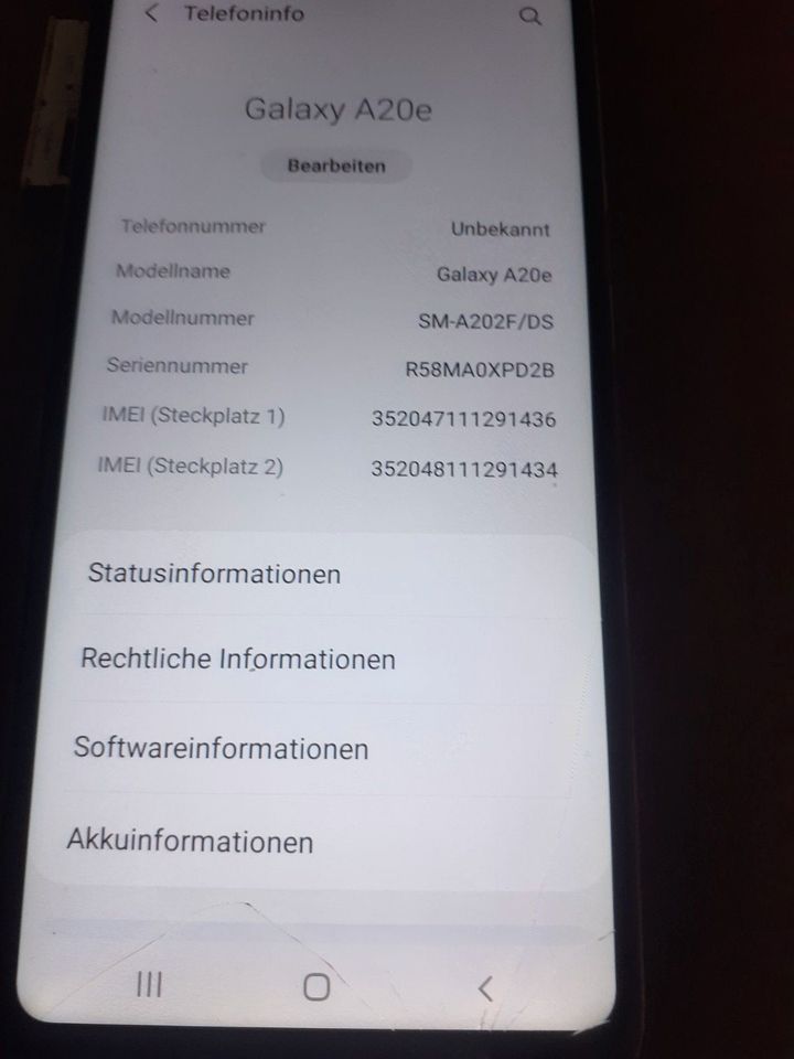 Handy/Smartphone Samsung GalaxyA20e DUAL-Sim u. Fingerprint  weiß in Mönchengladbach