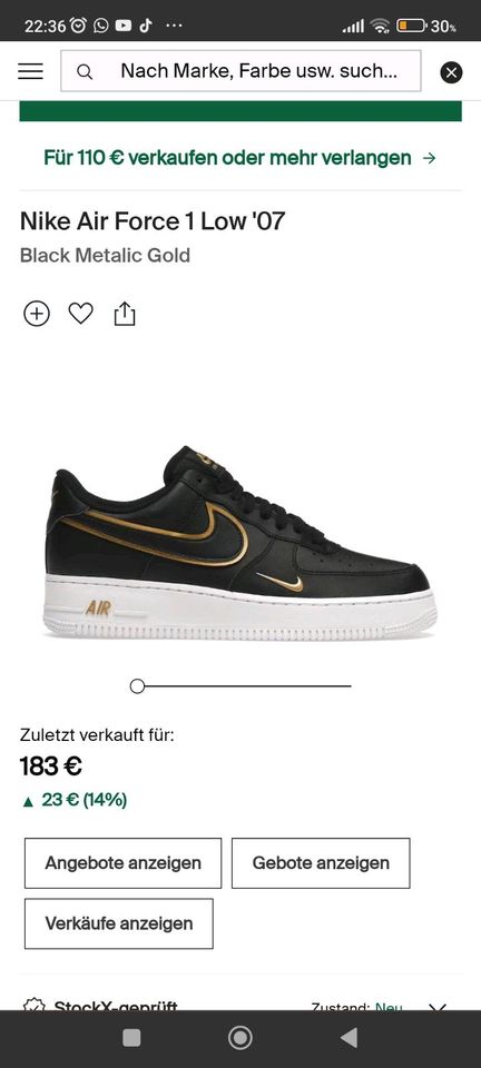 Nike Air Force 1 Low '07 Black Metalic Größe 39 in Saarbrücken