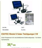 Esotec Solarpumpe Rimini S Gartenteich Rheinland-Pfalz - Ludwigshafen Vorschau