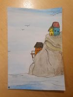 Aquarellmalerei Postkarte Aquarellbild Aquarellzeichnung Klippe Niedersachsen - Wedemark Vorschau